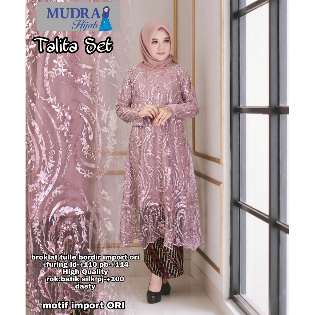 MTALITA TILE SET LD110 Allsize Setelan Tunik Tunic Brukat Cantik Kondangan Kekinian OOTD Murah ...