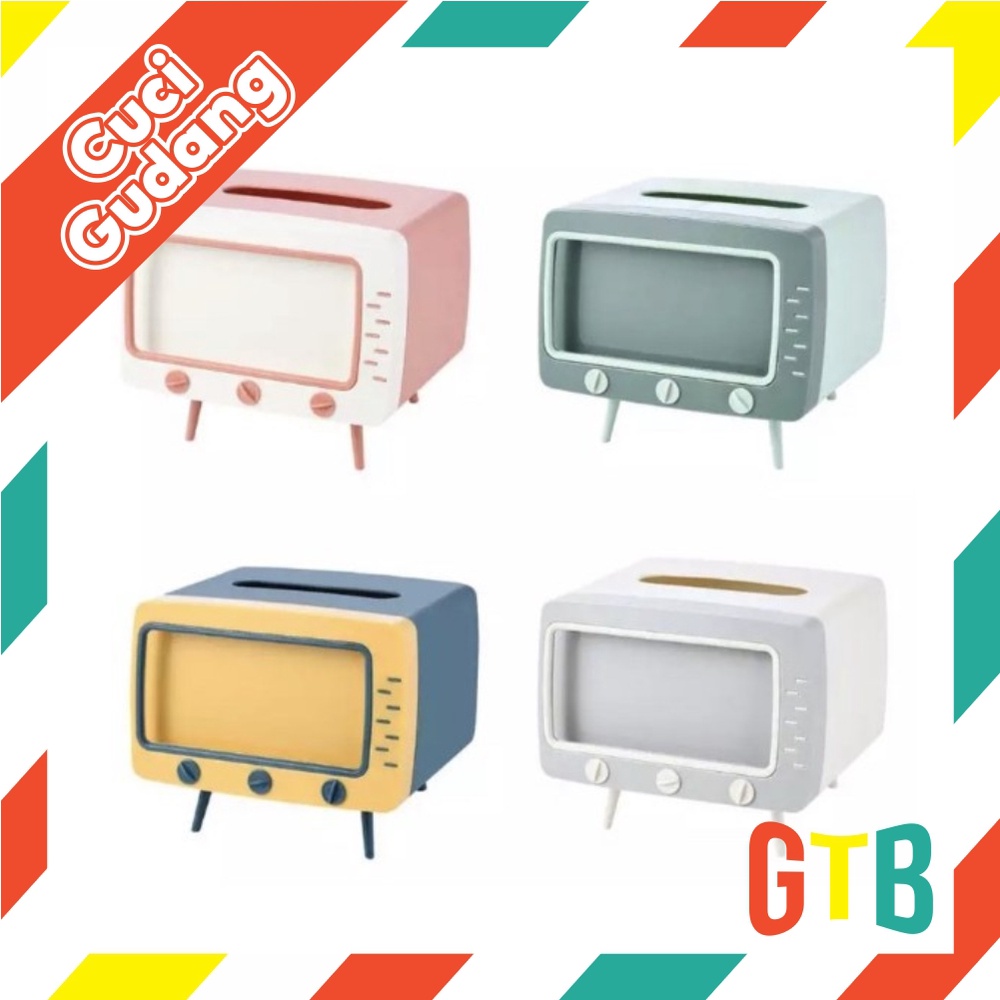 ❤GTB❤  R276 Tempat Tisu bentuk TV (Kotak tisu Box TV) desktop tv tissue Smartphone holder TV retro