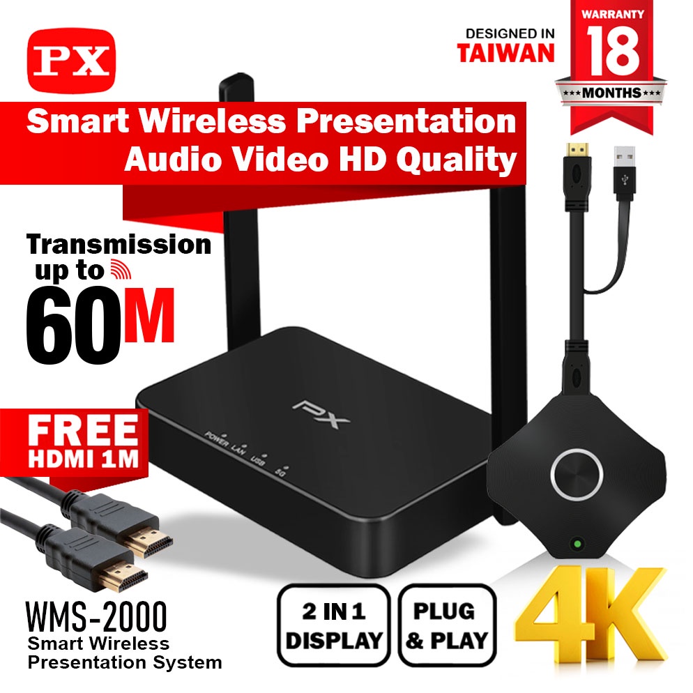 HDMI Wireless Transmitter Receiver Proyektor 60 Meter PX WMS-2000