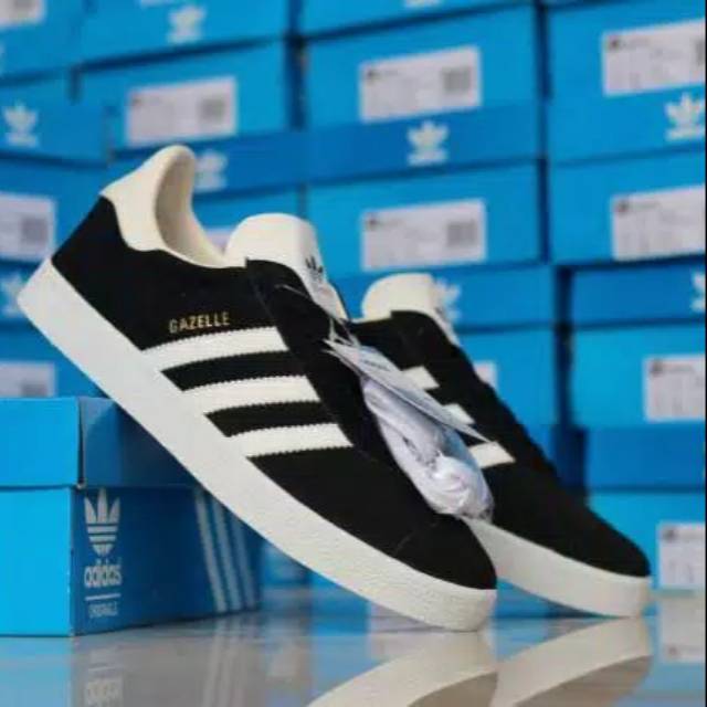 ADIDAS GAZELLE OG BLACK WHITE ORIGINAL INDONESIA