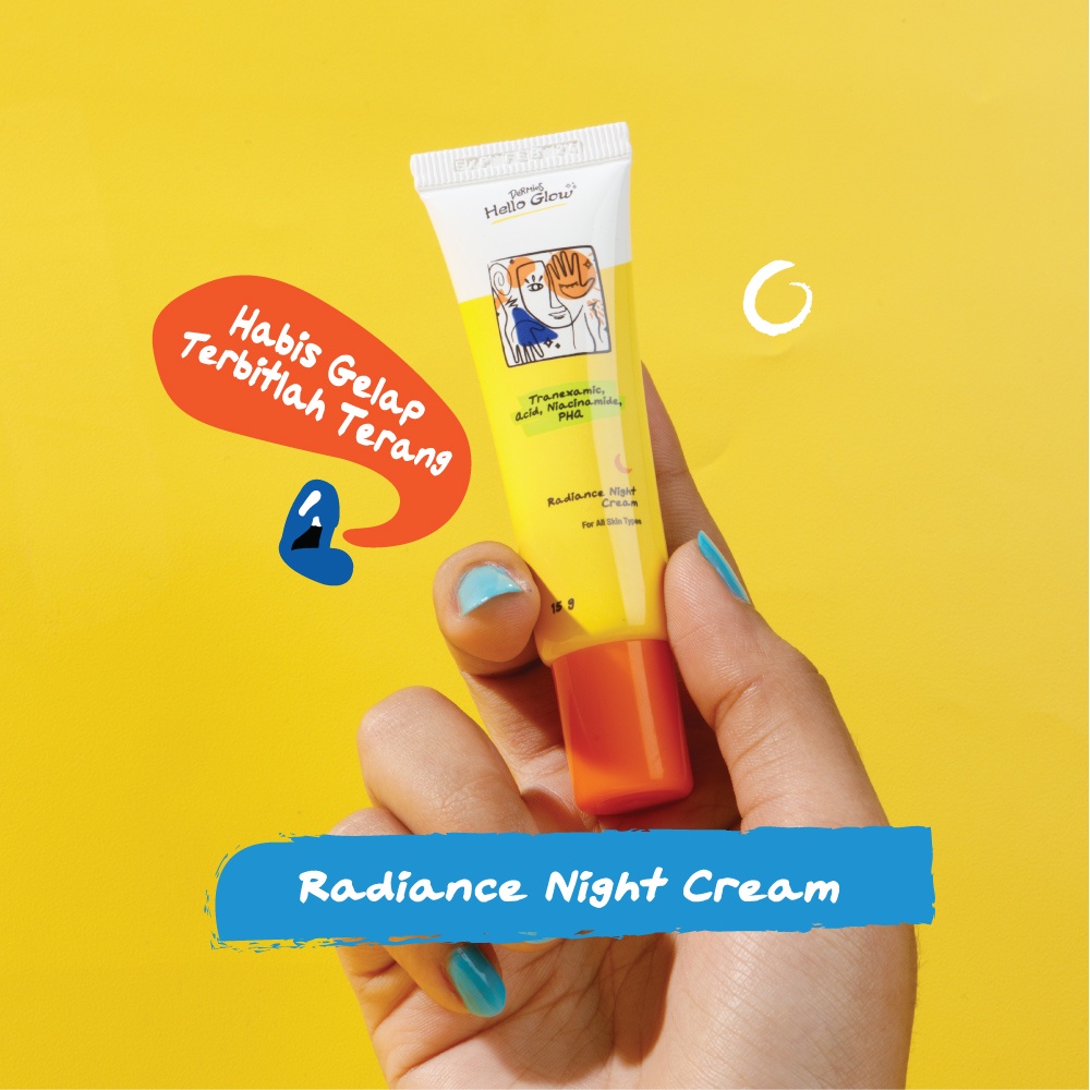 Dermies Hello Glow Radiance Night Cream 15g - Krim Wajah Malam Pencerah + Niacinamide