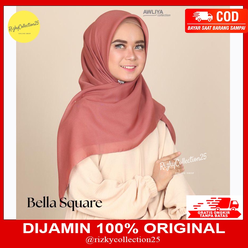 HIJAB SEGI EMPAT BELLA SQUARE ORI AWLIYA PARIS PREMIUM HIJAB POLOS KERUDUNG JILBAB SEGI EMPAT BELLA 