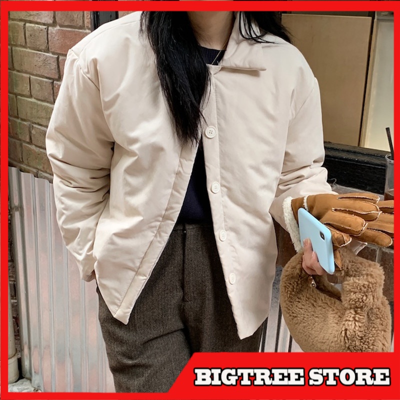Jaket Wanita Parka Musim Dingin Classic  Jacket Women OL Single Breasted Parkas All-match Warm Quilt