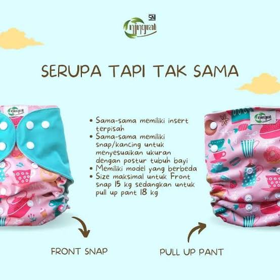 Popok Kain Cuci Ulang Clodi Ningrat Front Snap Pull Pant Newborn Nyaman