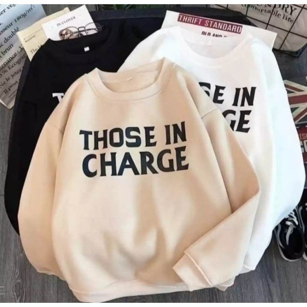 SWEATER THOSE IN CHARGE CREWNECK OBLONG OVERSIZE WANITA