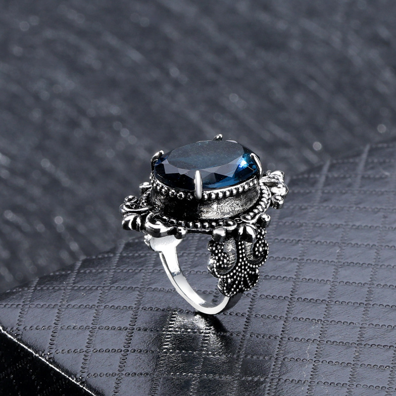 [Ready Stock]New Navy Blue Topaz Ring 925 Silver