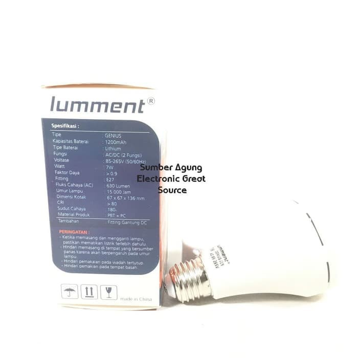Lumment Lampu Genius 7W 7 Watt Magic AC DC Emergenc 4Jam 630Lumen