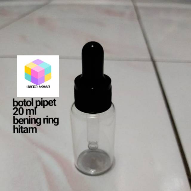 Botol serum 20ml kaca bening pipet hitam