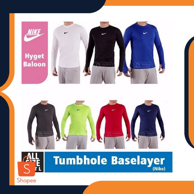 Baju Manset Baselayer Thumbhole / Manset Baju Lengan Panjang Bolong Nike Grade Ori Premium