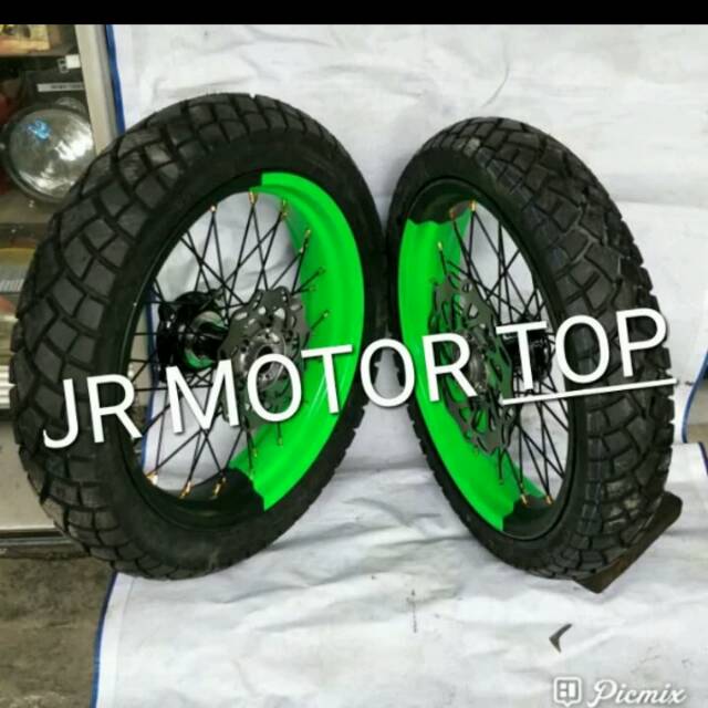 Sepaket Velg Supermoto KLX DTraker 150 Full Set Ama Ban