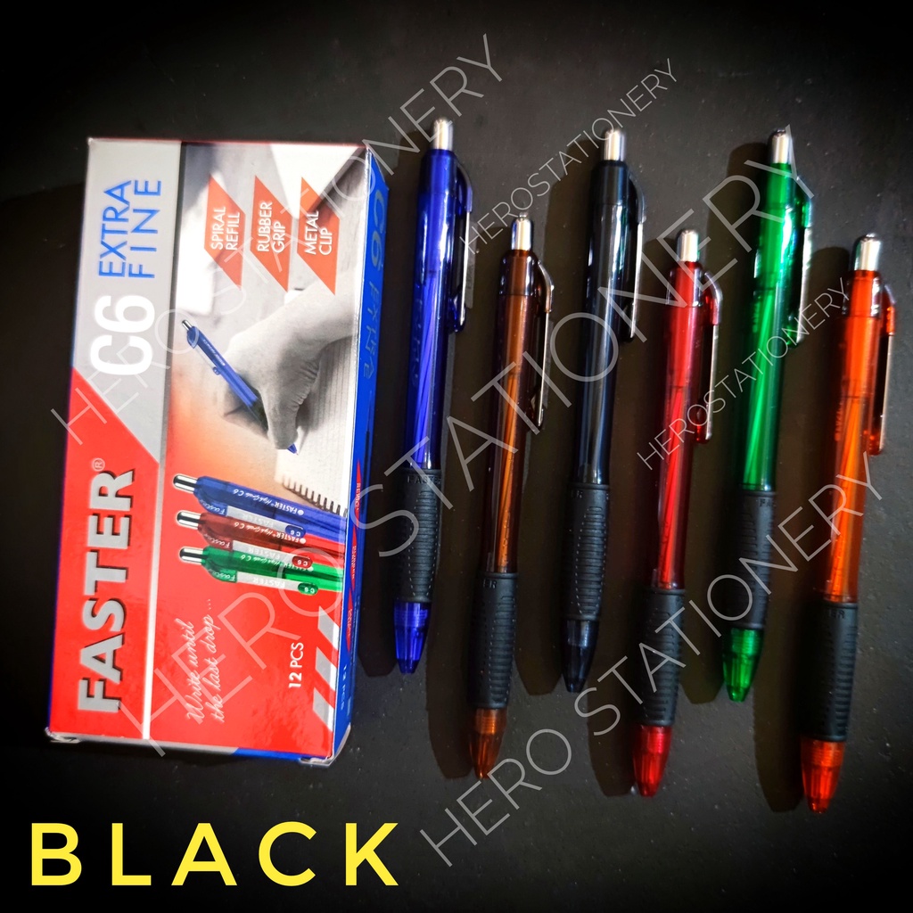 

Faster ballpoint pen pena pulpen C6 tinta hitam black . 12 unit