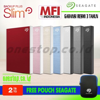 Seagate Backup Plus Slim 2TB Harddisk Portable 2.5 USB 3.0 + Free Pouch