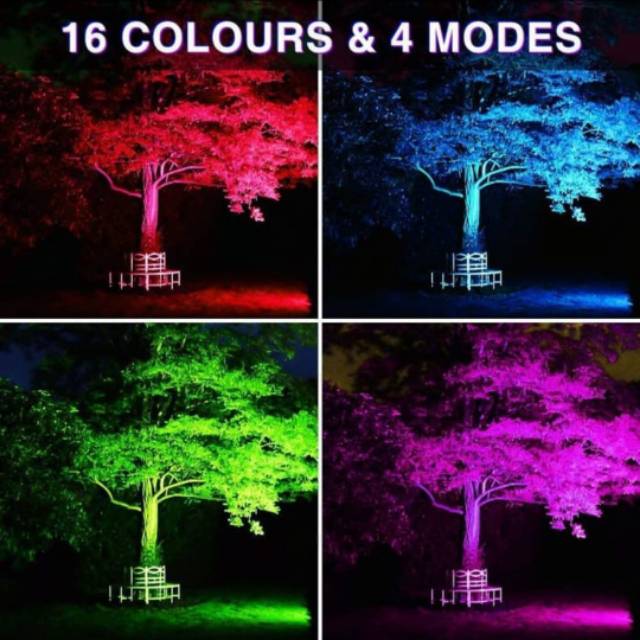 Lampu sorot led RGB 50w MODEL BESAR warna warni flood light full color 50 watt outdoor taman tembak