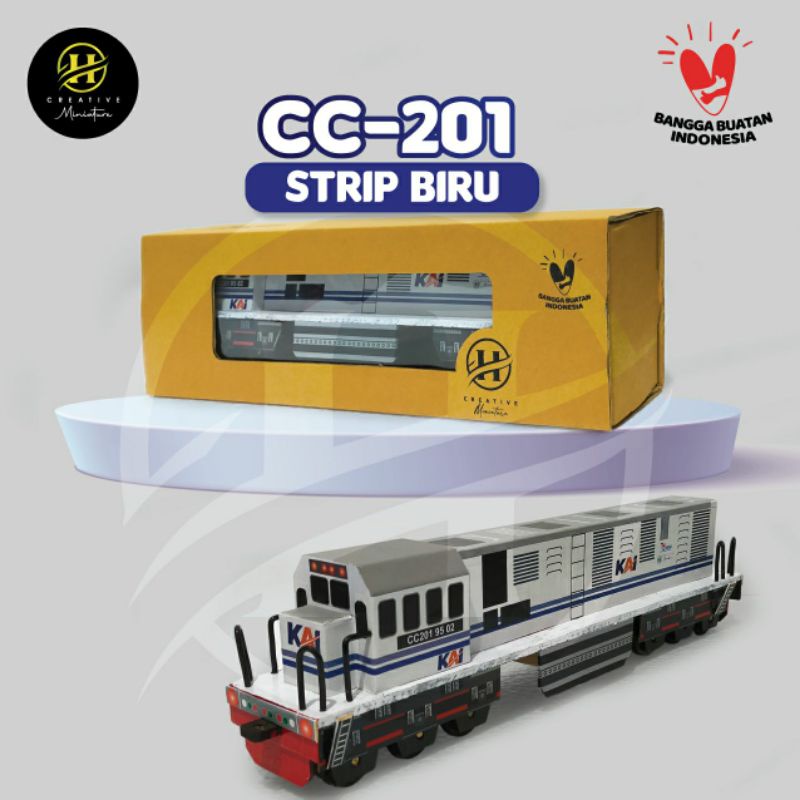 Miniatur Kereta Api Lokomotif CC 201 Livery Perumka 1998 white biru