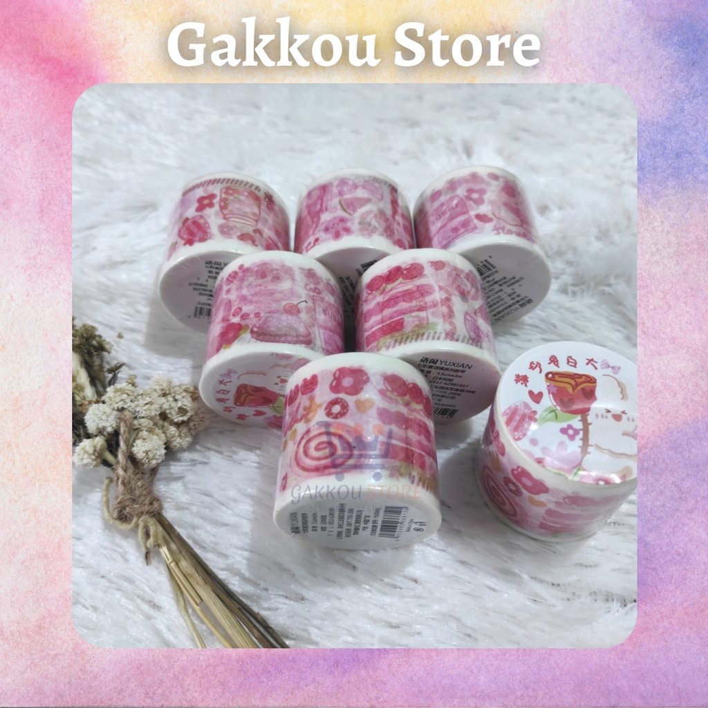 

Gakkou Store Selotip Solatip Washi Masking Tape Tema Rabbit Kelinci Aesthetic Cute