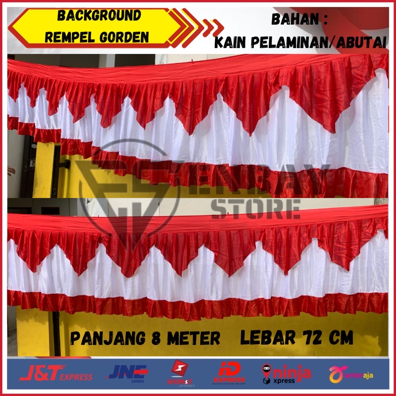BENDERA BACKGROUND MERAH PUTIH REMPEL GORDEN(8 METER)