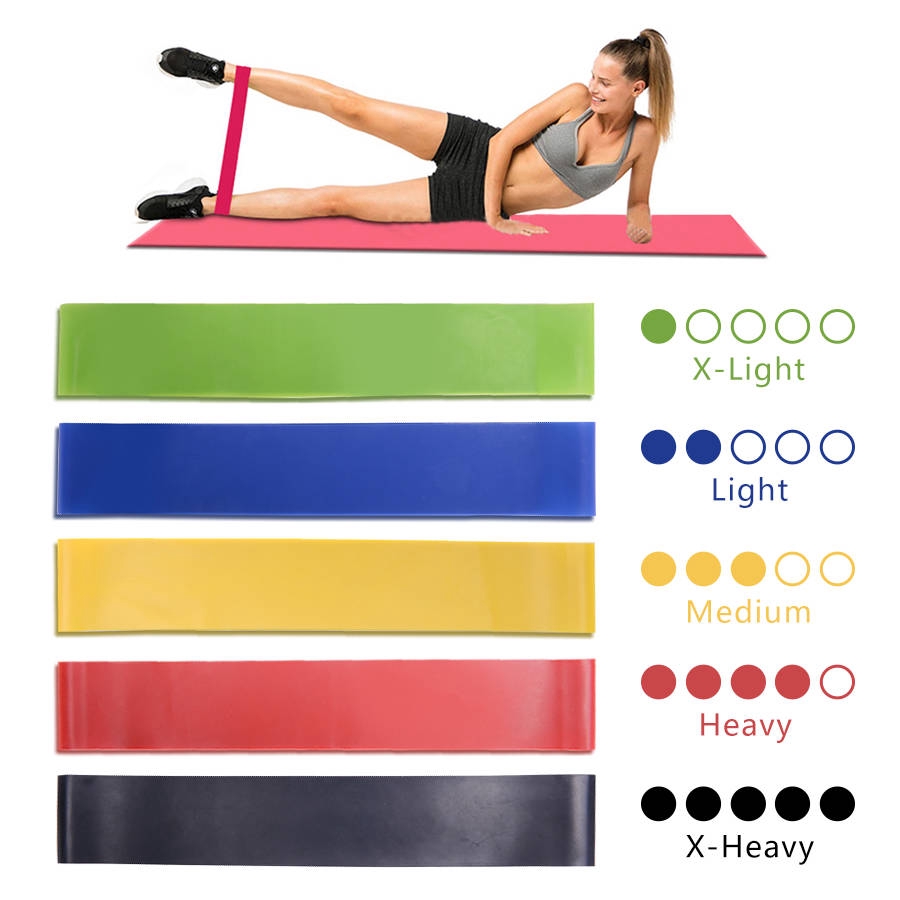 Workout Peralatan Dalam Ruangan Pilates Olahraga Training Kekuatan Elastis Emulsion Band 5Pcs/Set Yoga Fitness Resistance Shaping Rubber Bands