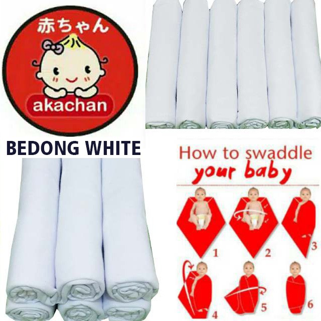 BASIC UNISEX Akachan Baby Swaddle Bedong Kain Kaos Polos abutua cream putih bdbu