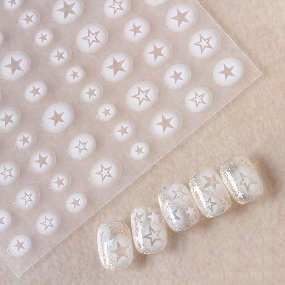 Mxbeauty Stiker Kuku Tembus Cinta Manis Hati Perekat Diri Bintang Berujung Lima Bintang Nail Decals