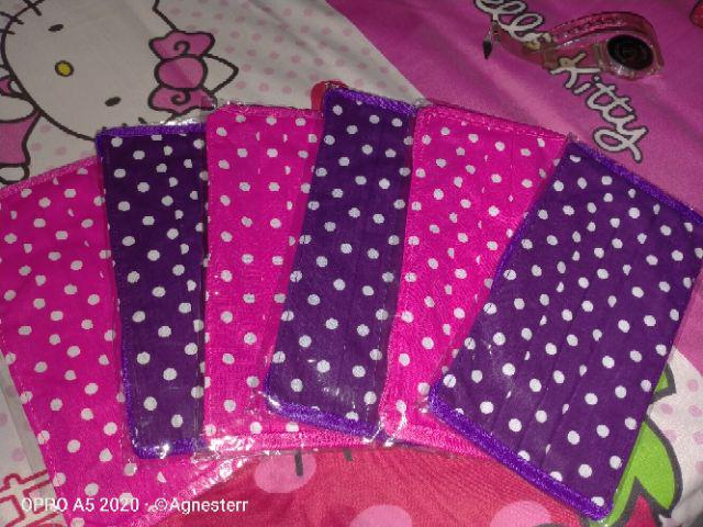 Masker Kain Polkadot Lusinan - Tali Sambung Free Plastik Opp