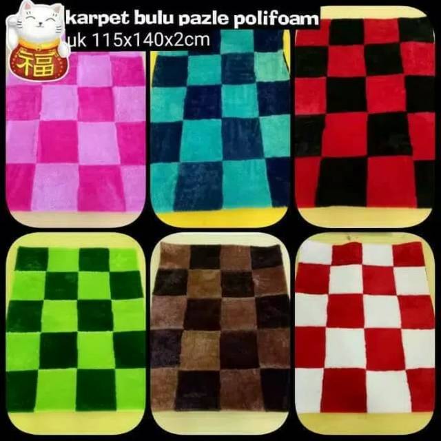 Karpet alas lantai rasfur motif catur puzzle ukuran 140x115x2 cm murah