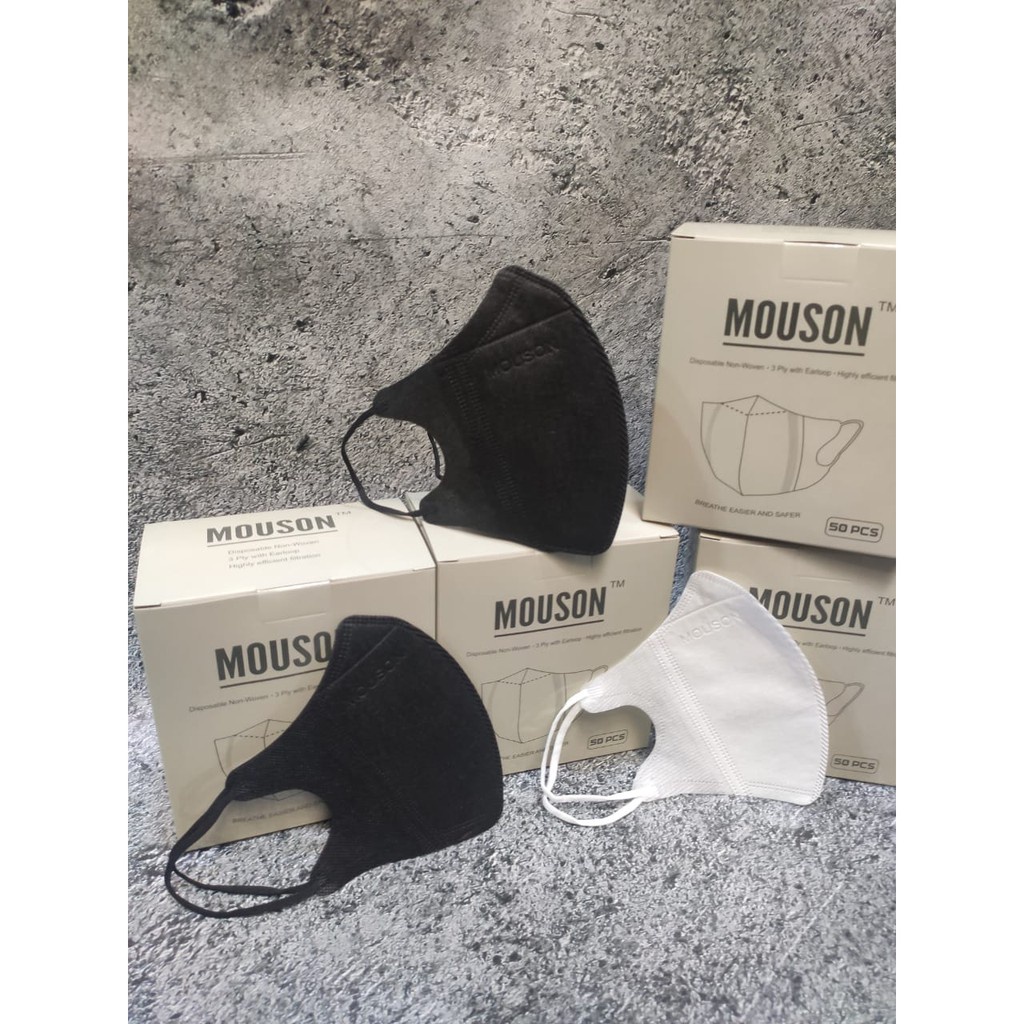 Masker Duckbill Mouson Garis Premium Embos Ecer / Repacking / Satuan / Piece