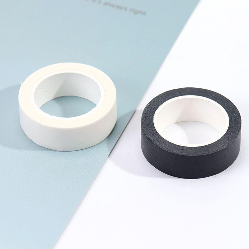 Agustinina Tape Perekat DIY Anti Kotor Scrapbooking Renovasi Rumah Stiker Putih Hitam Solid Stationery