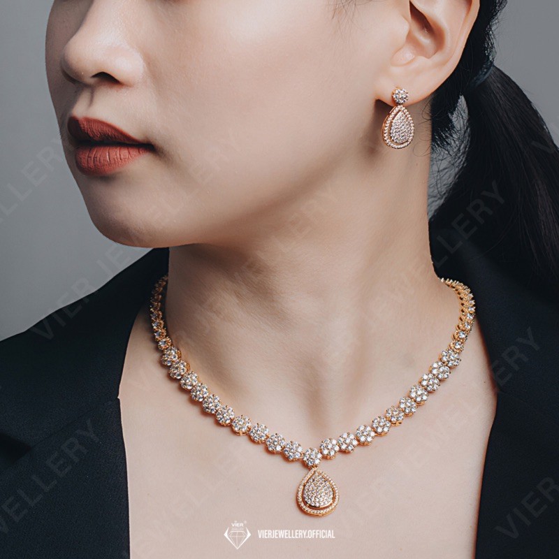 Vier Jewellery Set Perhiasan 13507/ Set Pengantin Replika Berlian Zirconia AAA+