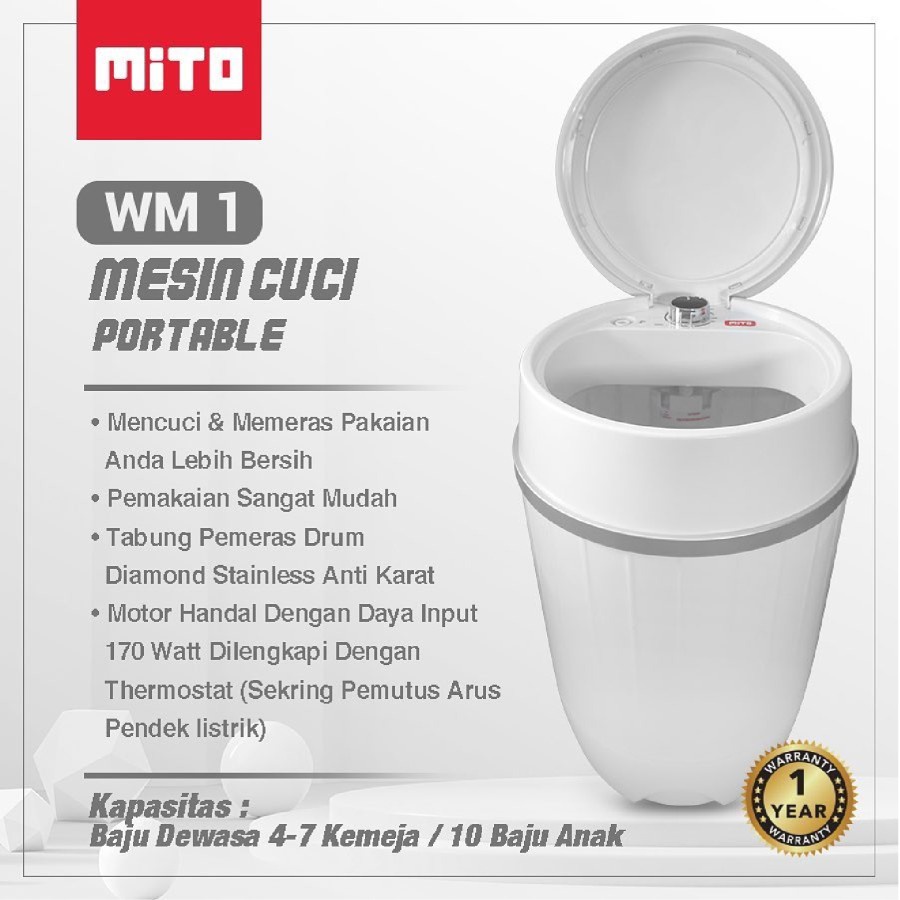 Mesin Cuci Mini Portable Mito WM1 - 3.5 KG Mesin Cuci Mini 1 Tabung