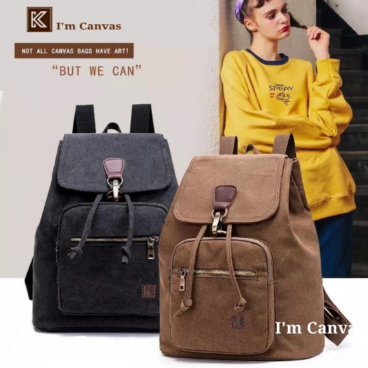 Kbag Klub New Arrival - Tas Ransel Canvas IAC Backpack Up to 13 inch - Tas Sekolah Tas Wanita Daypack
