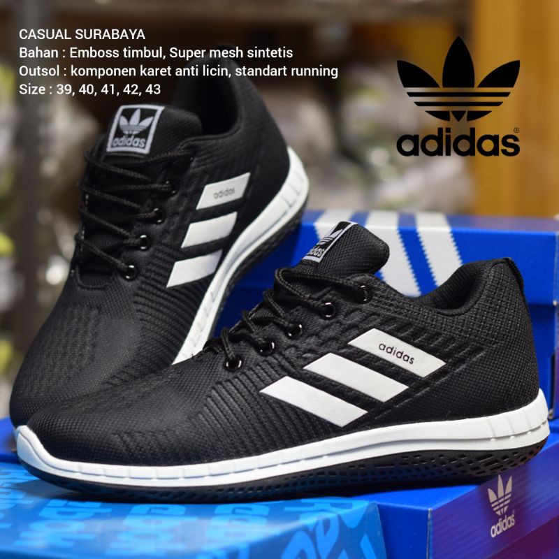 HITAM PUTIH @ Sepatu Sneakers Ads Neo Running Sepatu Sekolah Outsole Karet