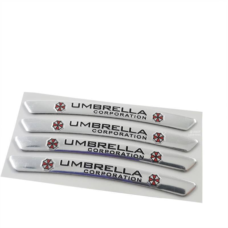 4pcs Stiker Emblem Logo Umbrella Corporation Bahan Aluminum Untuk Velg Mobil