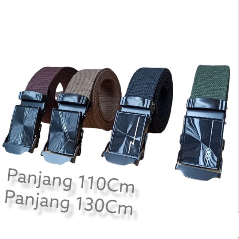 Ikat Pinggang Pria Kanvas Sabuk Model Jepit Polos Panjang 110Cm - 130Cm