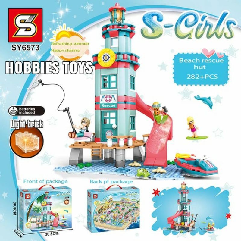 SY6573 Brick Mercusuar Friends S-Girls Beach Rescue Hut SY 6573