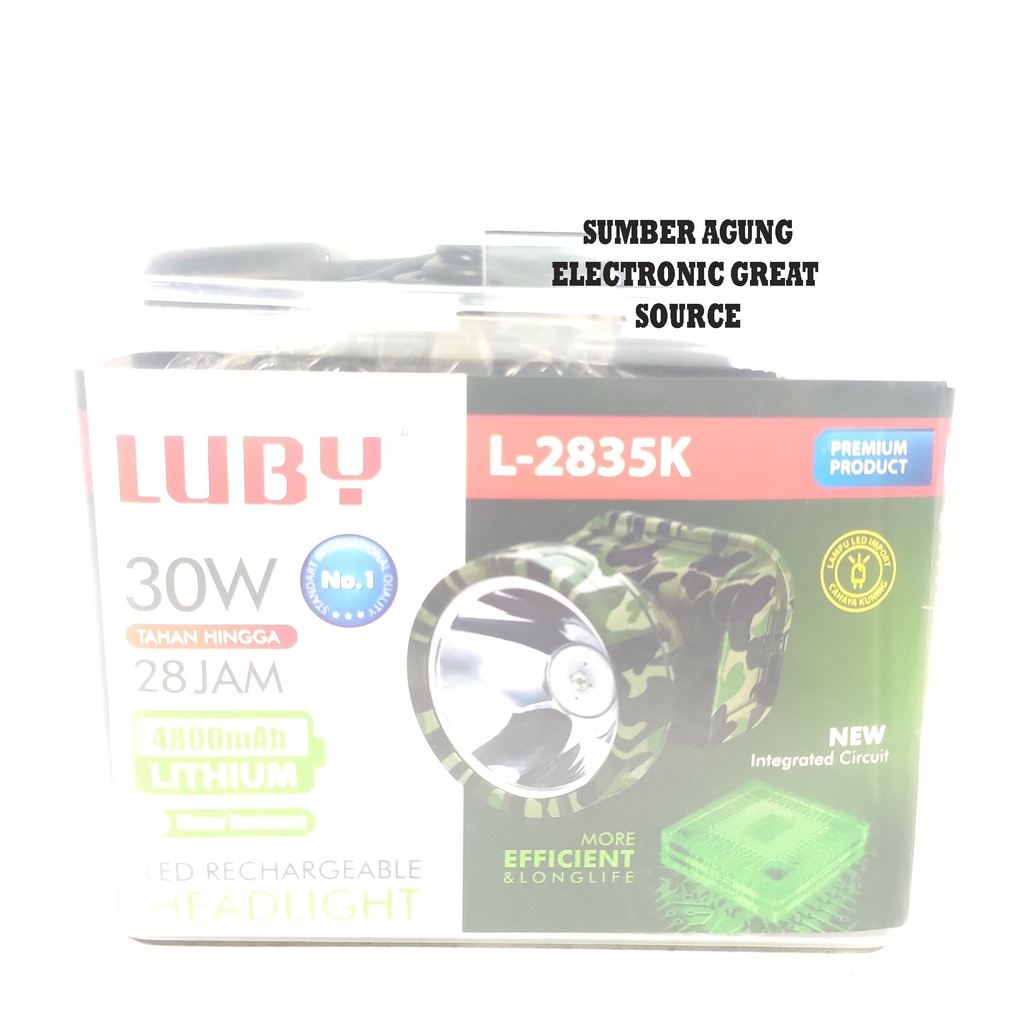 Luby L2835K Senter Kepala 30W 30 Watt Cahaya Kuning Tahan 28Jam L2835