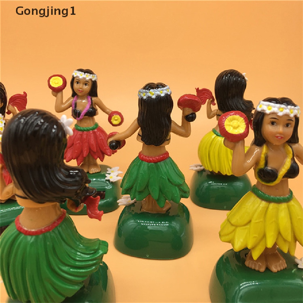 Gongjing1 Mainan Boneka Perempuan Hawaii Hula Menari Tenaga Surya Untuk Dekorasi Mobil