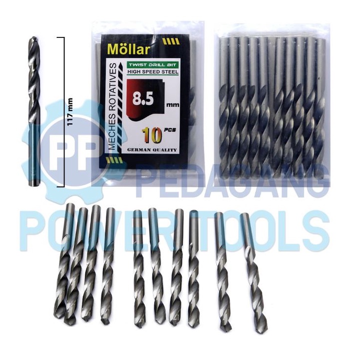 MOLLAR 1 SET 10 PCS MATA BOR BESI 8.5 MM MATABOR KAYU HSS DRILL BITS