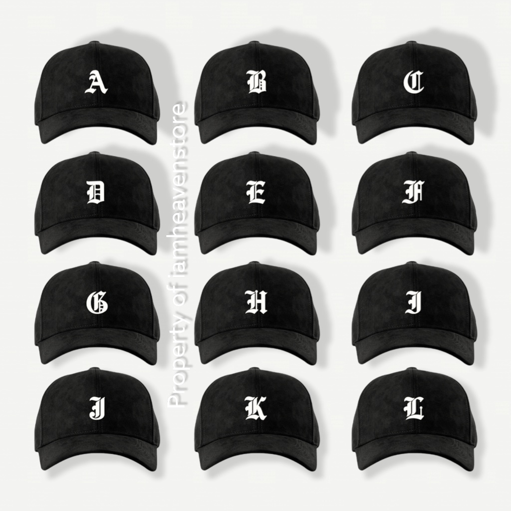 Topi Basebalcap Huruf Teks Alphabet Motif Gothic  A B C D E F G H I J K L M N O P Q R S T U V W X Y Z Tulisan Font Gotik Baseball cap Pria Wanita Size Ukuran Dewasa