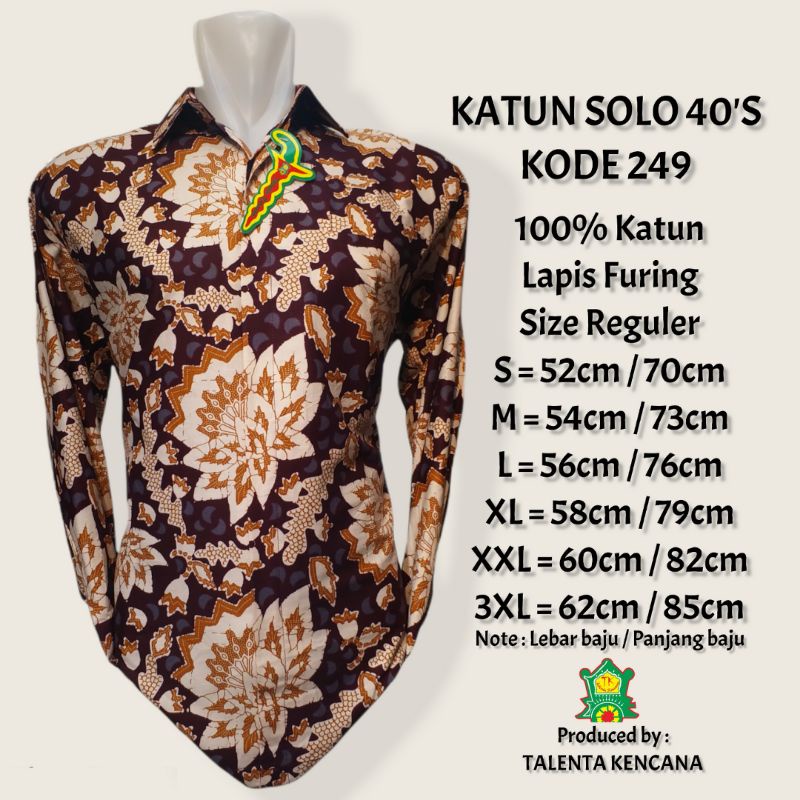 BATIK KATUN PREMIUM PRIA LENGAN PANJANG FURING MAROON