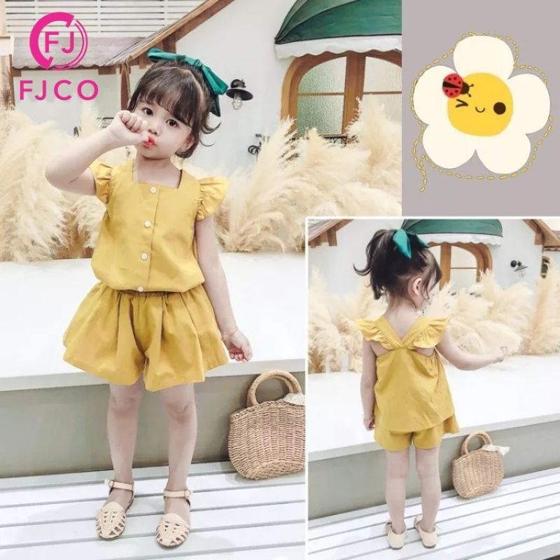 FJCO - Baju Anak Perempuan Terbaru Korean Style / Setelan Anak Perempuan Wini Kid Size S M L-mustard