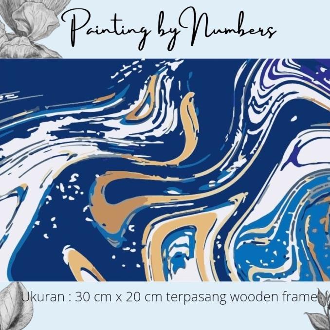 

DIY painting by number 30x20cm kerajinan tangan - Blue Marble art
