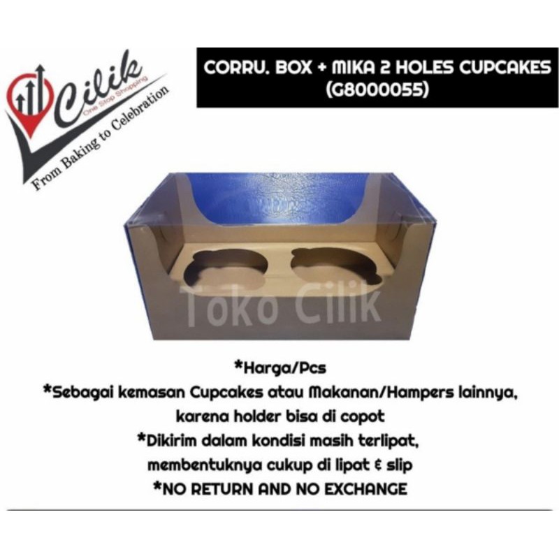 

corrugated box cupcake lubang 2 tutup mika kemasan dus hampers kado kue