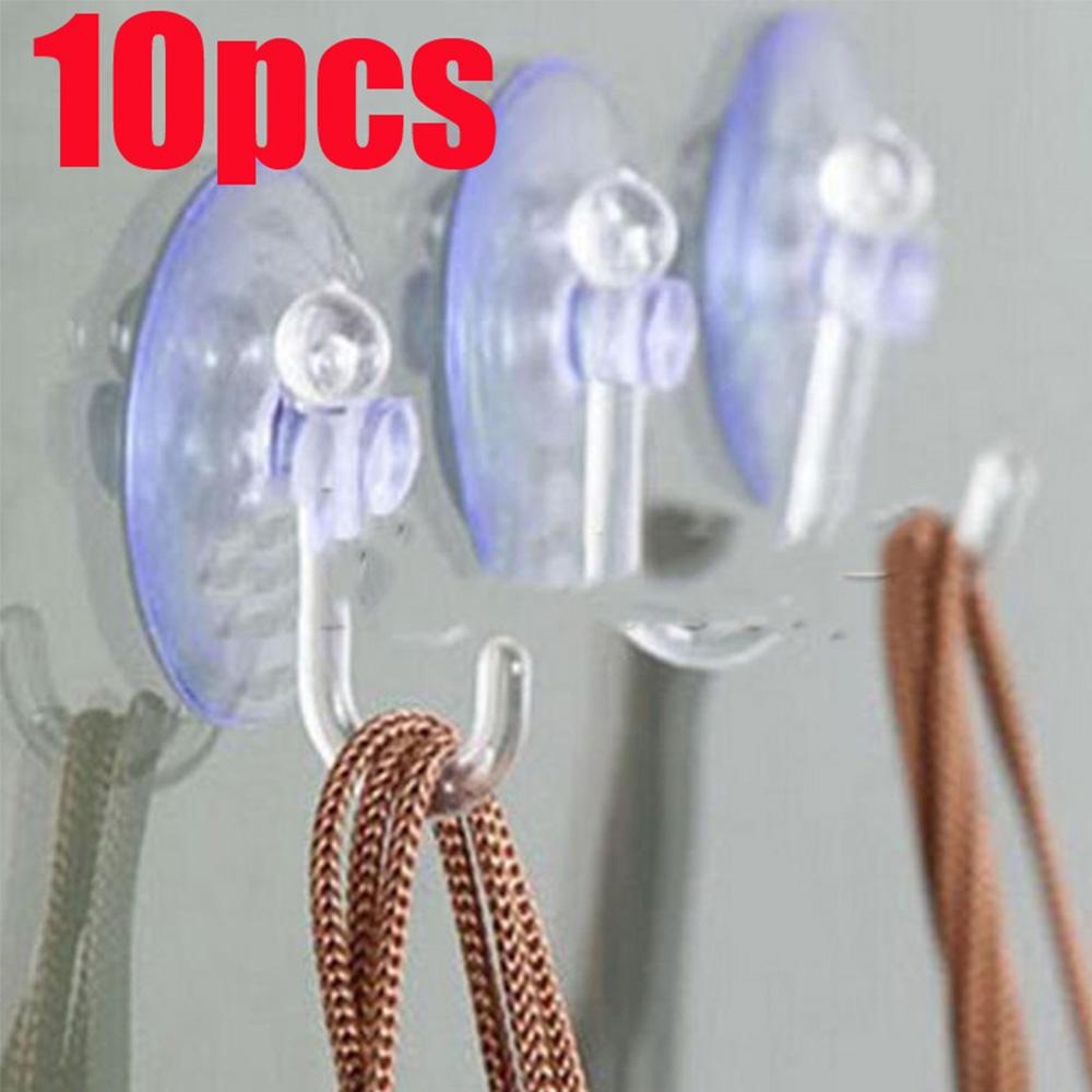 Populer 10Pcs /Pack Kait Dinding Gantungan Aksesoris Kamar Mandi Suckers Transparan PVC