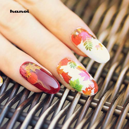 【Wholesale price❤】HNStiker Decal Motif Daun Maple / Kupu-Kupu / Bunga untuk Dekorasi Manicure