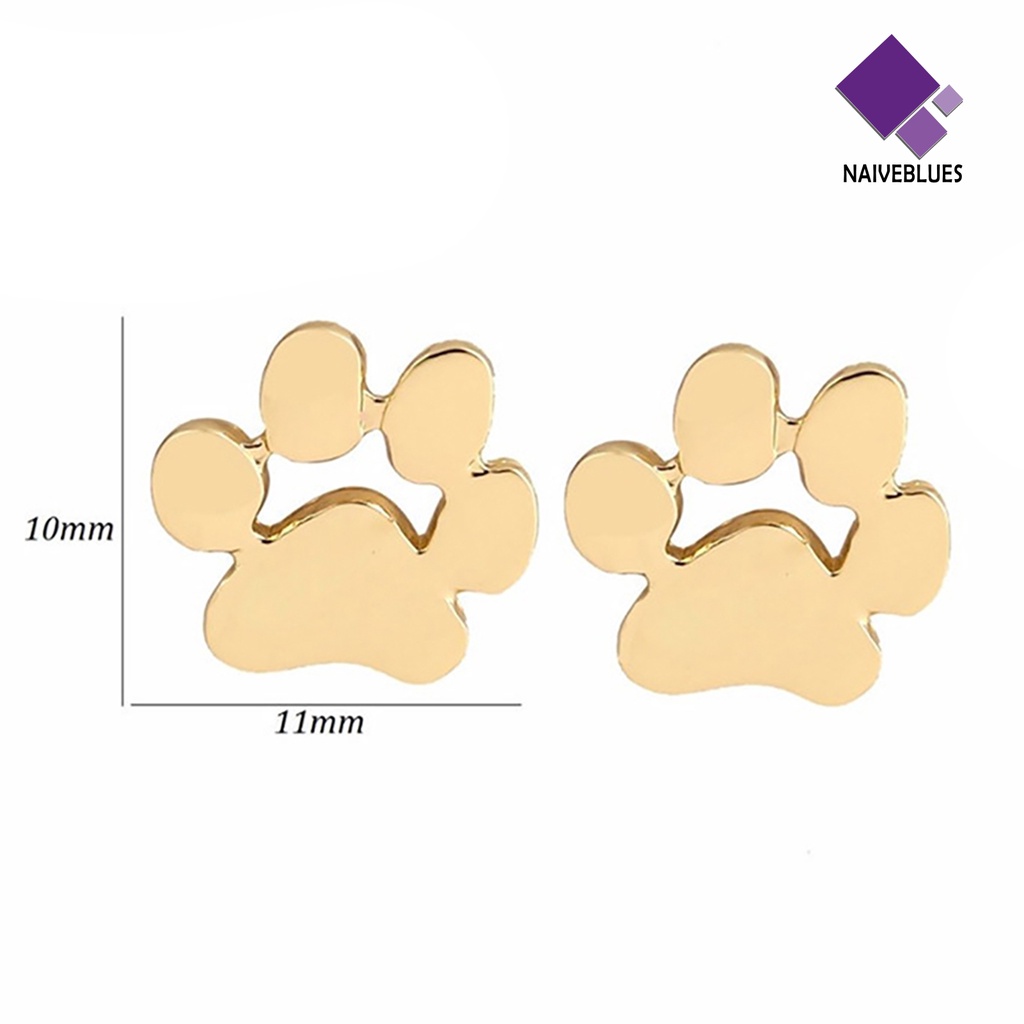 1 Pasang Anting Stud Desain Jejak Kaki Hewan Bahan Alloy Untuk Wanita