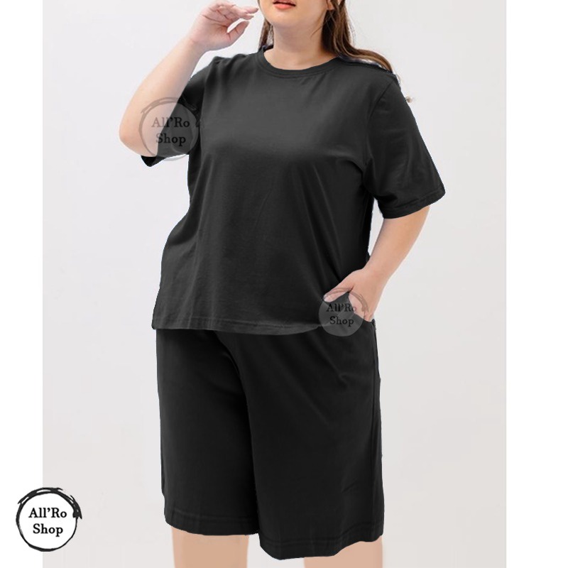 Setelan Jumbo Baju Setelan Casual Santai Wanita Size JUMBO BESAR PLUS SIZE Polos Bahan Kaos Ukuran XXL 3XL  ARS 232