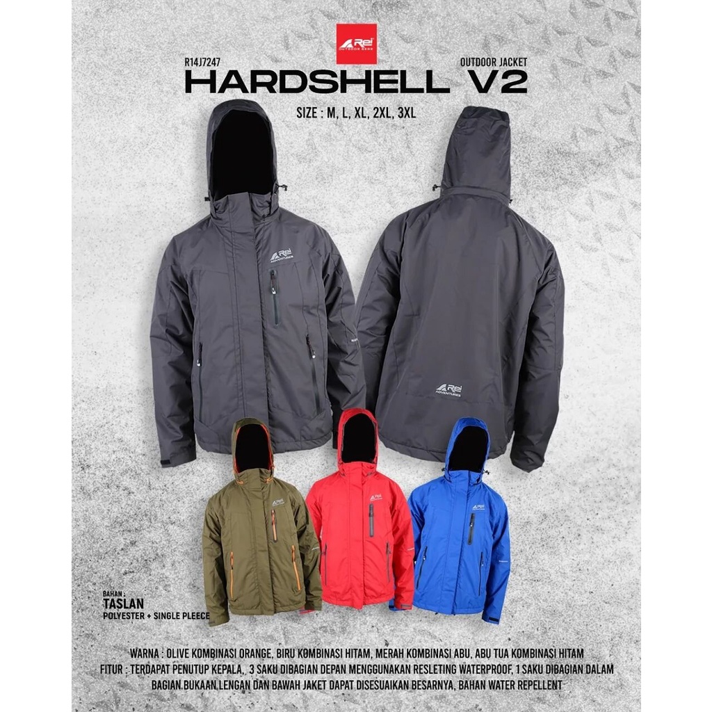 JACKET GUNUNG AREI HARDSHELL V2 SUMBING  WATER REPPPELENT | JAKET HIKING REI OUTDOOR INNER POLAR