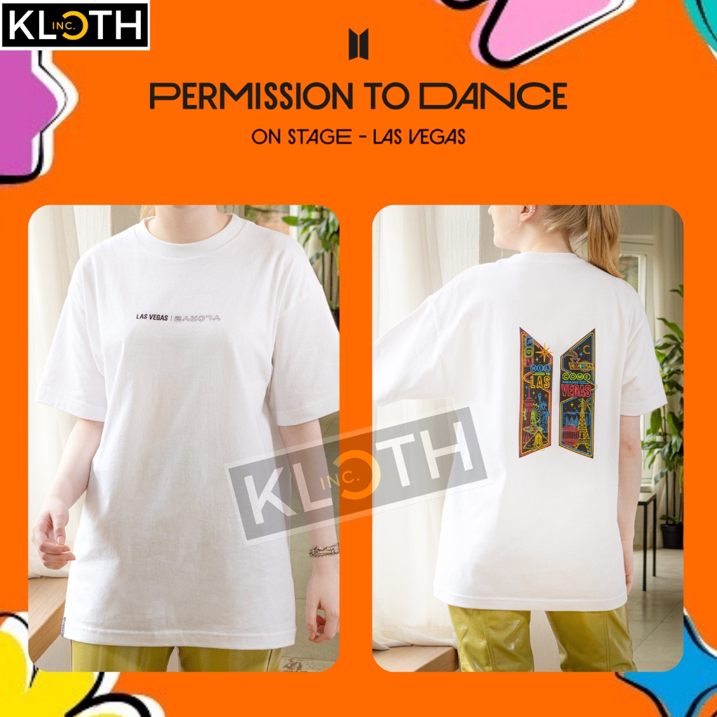 [PTD] Kaos BTS Permission To Dance LAS VEGAS LOGO Cotton 24s Premium Bisa Upgrade Lengan Panjang