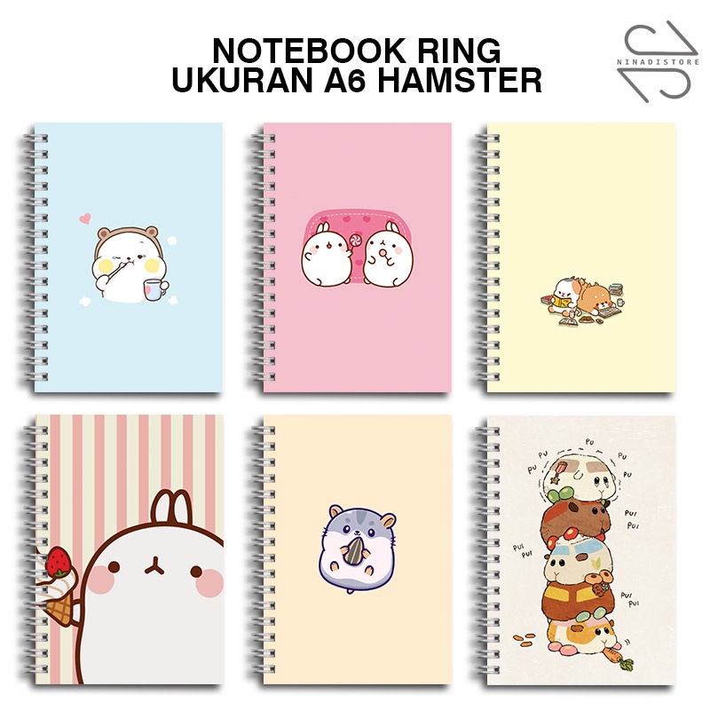 

Buku Tulis Catatan buku notebook buku diary Notebook Ring Spiral A6 60 Lembar koleksi gambar Hamster