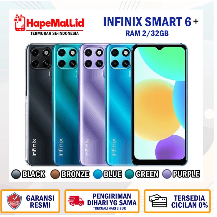 INFINIX SMART 6 PLUS X6511E RAM 2/32 GARANSI RESMI INFINIX TERMURAH